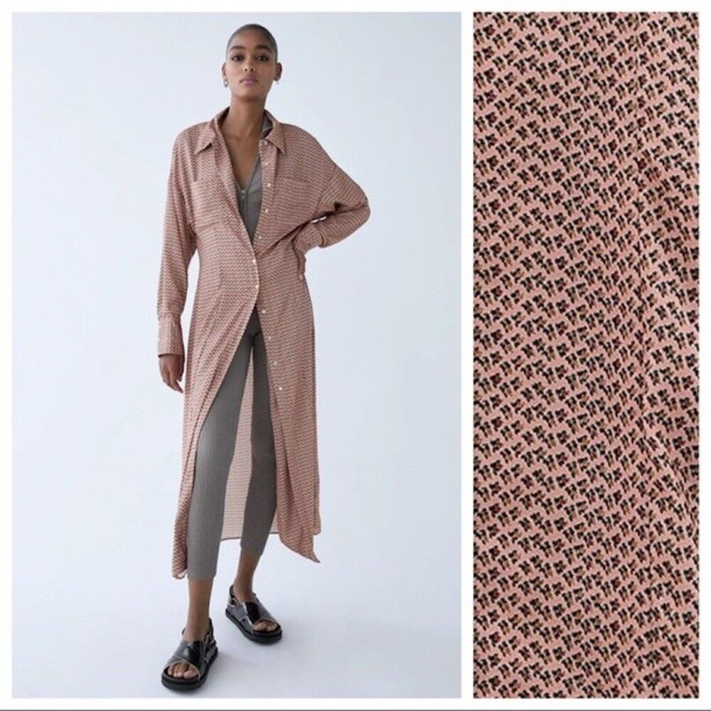 Zara Printed Shirt Midi Dress